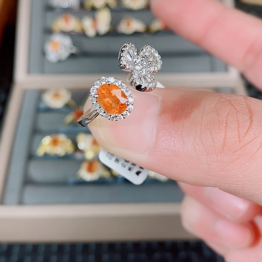 石榴石银S925镶嵌戒指