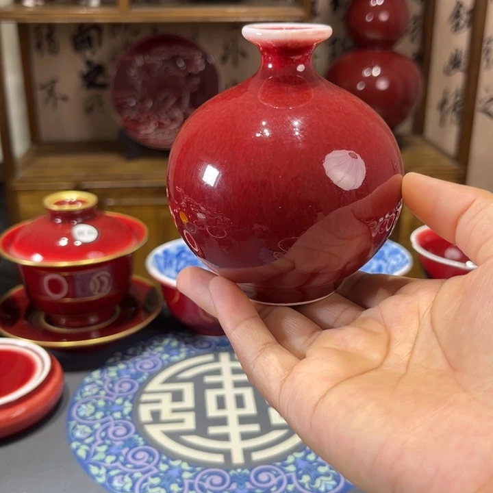 摆件景德镇浅行窑石榴瓶