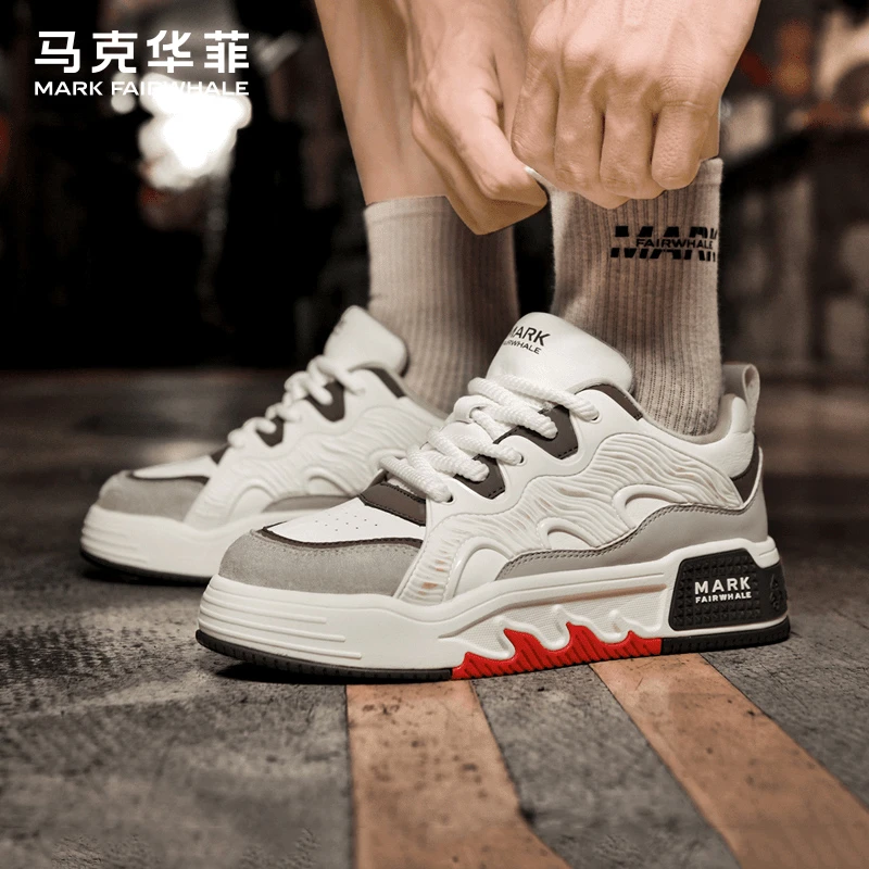 马克华菲男鞋高级感夏季透气新款百搭厚底增高休闲鞋运动男士板鞋