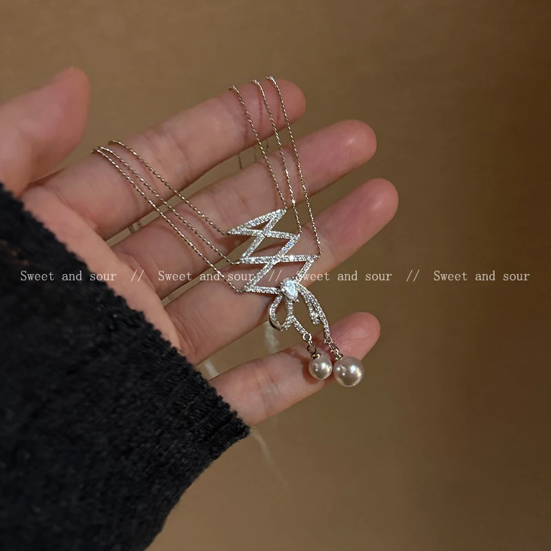 合金莫桑石项链 小众百搭设计感时尚个性冷淡风项链11663-02