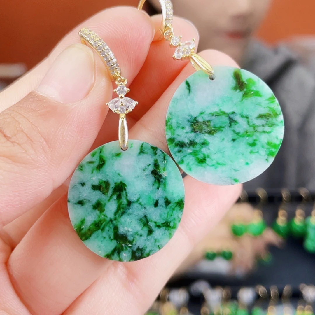 翡翠银S925镶嵌耳饰