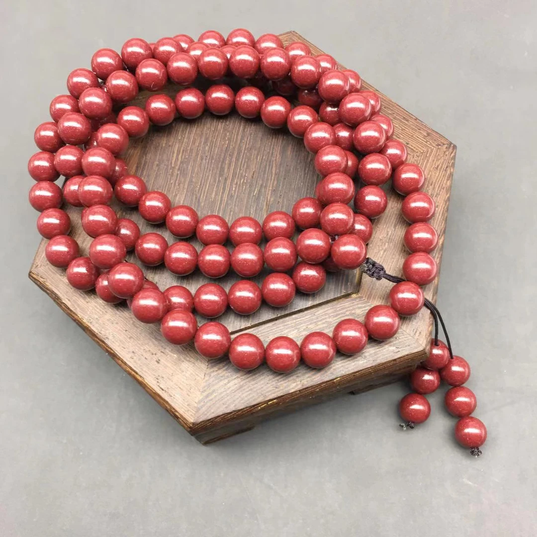 含辰砂工艺品经典紫金154-紫金108颗素珠带提溜多圈珠链8mm