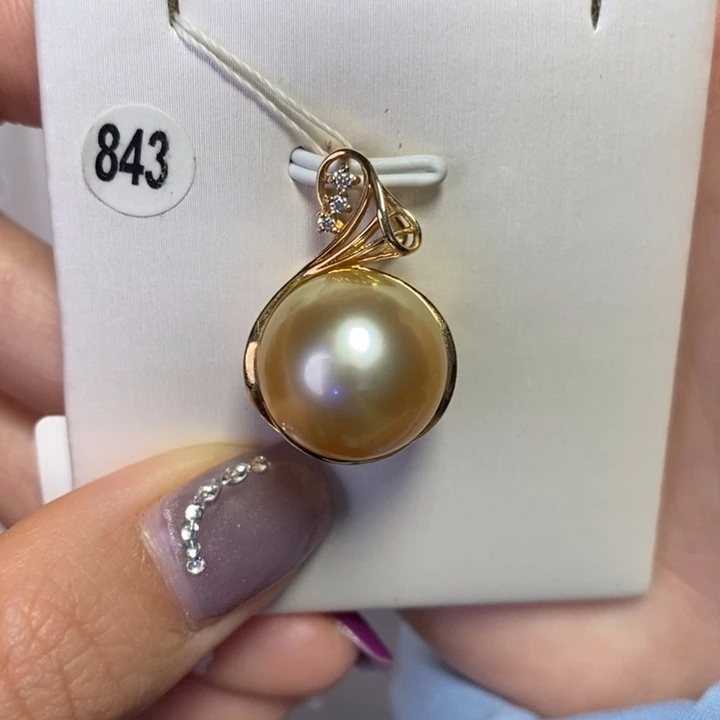 海水珍珠吊坠(不含链)18K金镶嵌