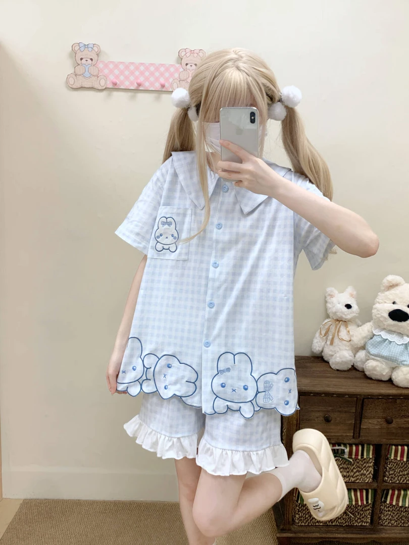 原创设计!新款【米菲兔】闺蜜款100%纯棉睡衣卡通甜妹家居服套装