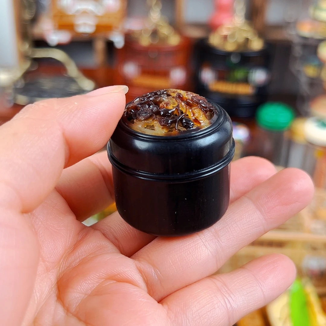 木掌中宝紫光檀整挖竹蛉盒黄蛉盒