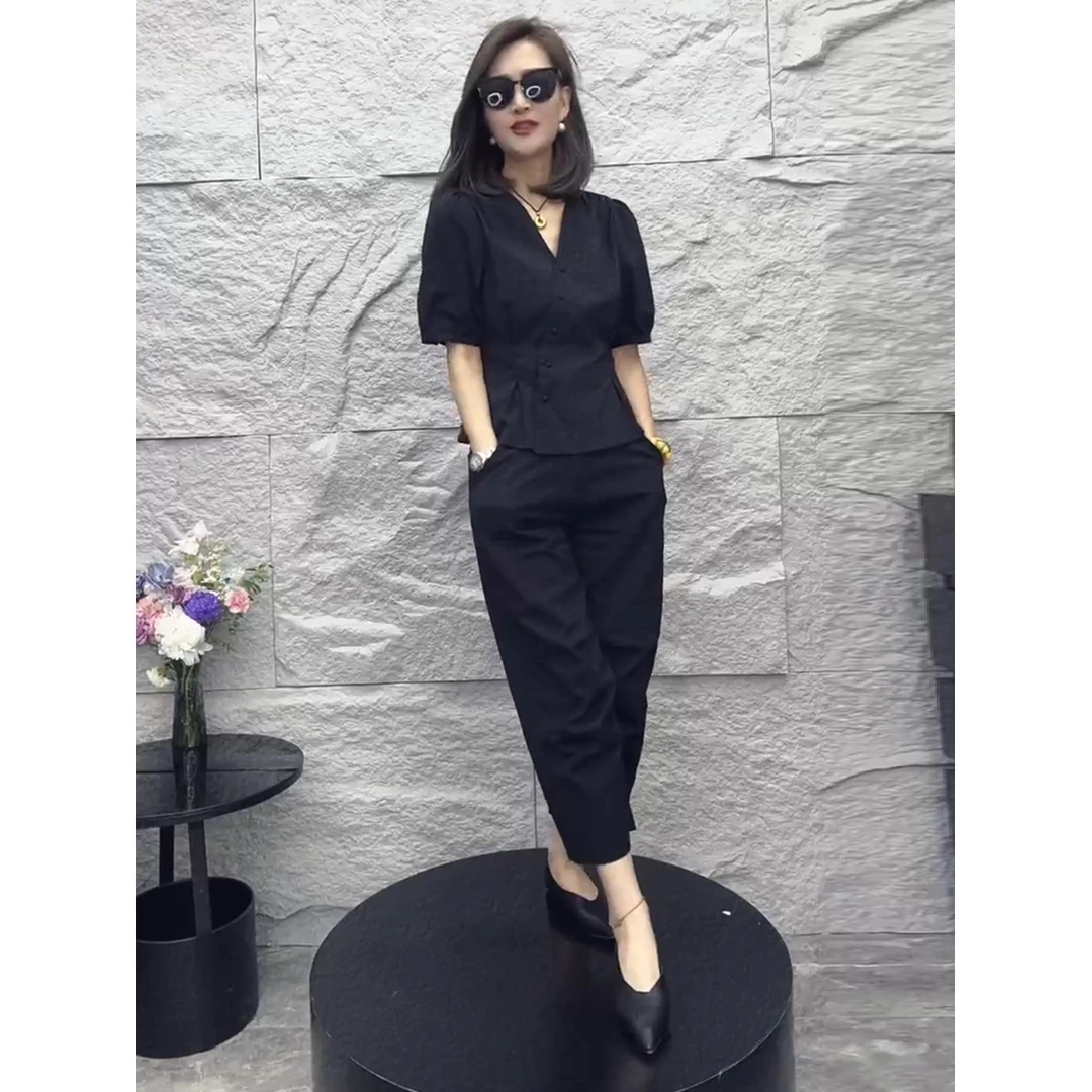 欧货炸街时尚高级感今年流行夏装搭配一整套洋气减龄休闲两件套装