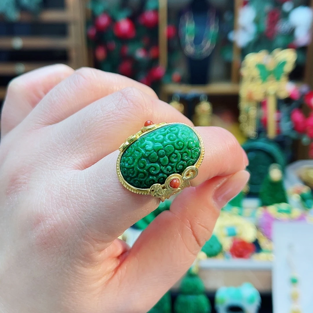 银S925镶嵌戒指翡翠48小时鉴赏期