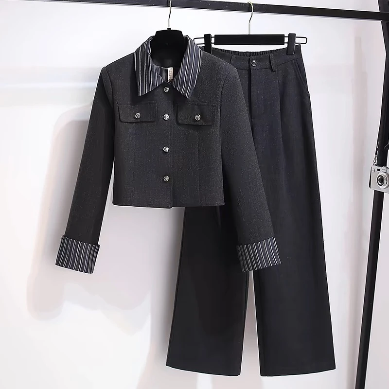 花花家小香风西装外套阔腿裤气质减龄两件套（1257）