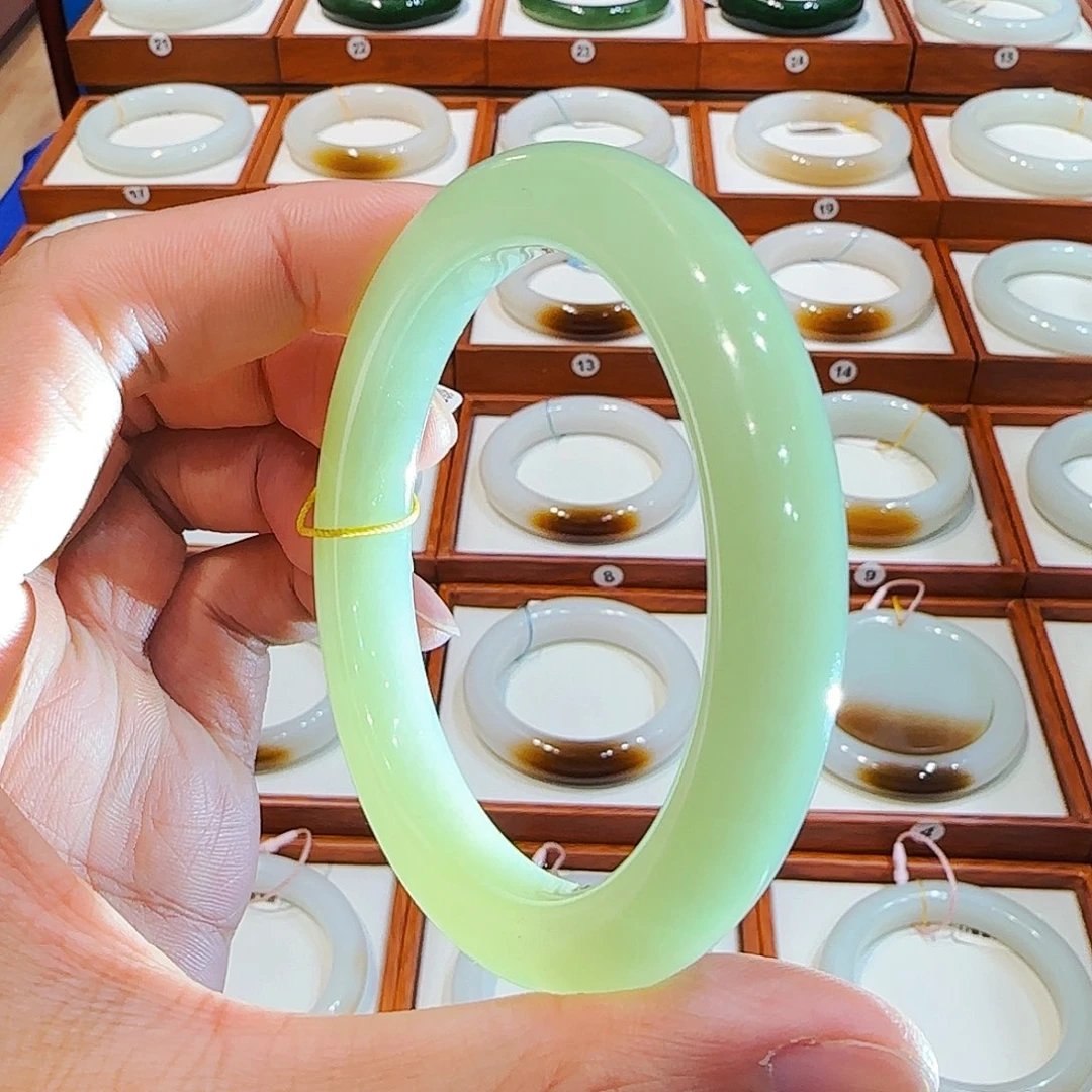 和田玉未镶嵌手镯青海高冰茶晴58 59