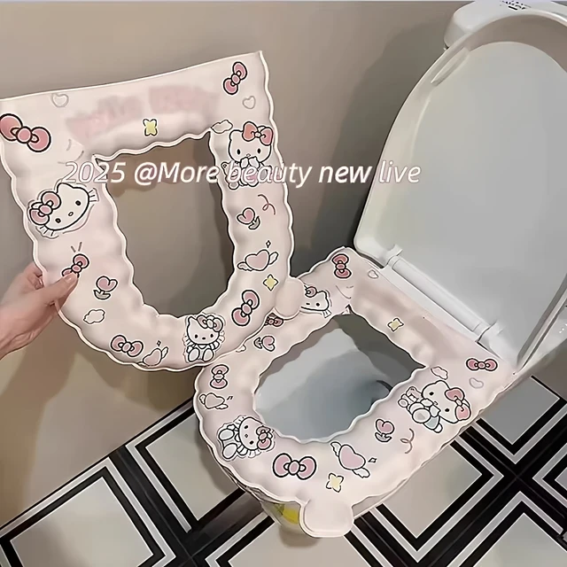 卡通kt黏贴马桶坐垫厕所卫生间坐便器垫圈马桶垫子坐便套抗菌防水