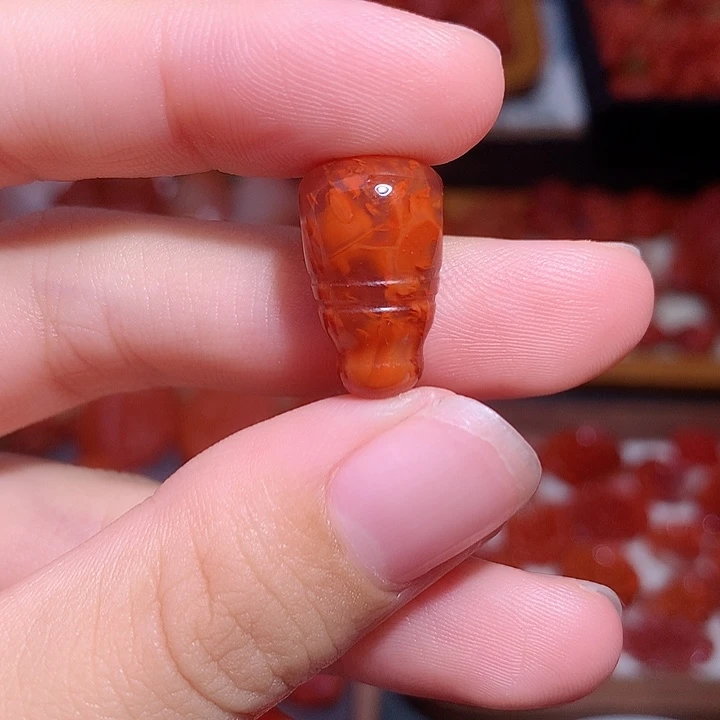 南红玛瑙足银镶嵌南红火焰三通