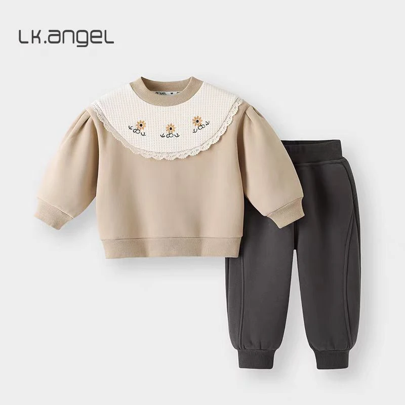 小童新款加绒加厚长袖长裤两件套宝宝运动卫衣套