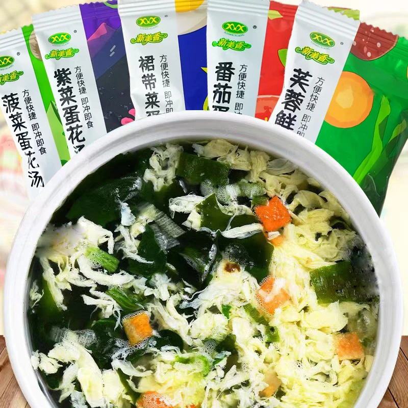 新美香速食蛋花汤裙带菜紫菜菠菜鲜蔬速食汤冲泡即食早餐商用餐饮