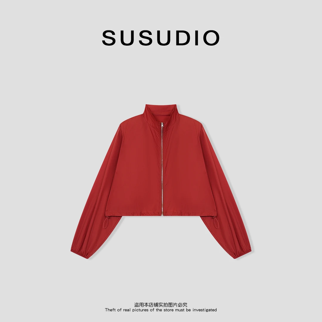 SUSUDIO 夏季运动速干立领拉链下摆抽绳长袖防晒外套70224