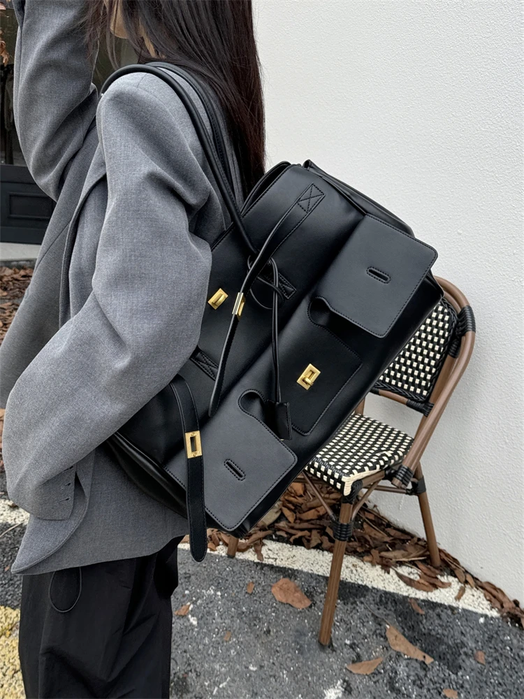 中性辣妹机车包托特包暗黑朋克风翅膀包多口袋托特包铂金包单肩包