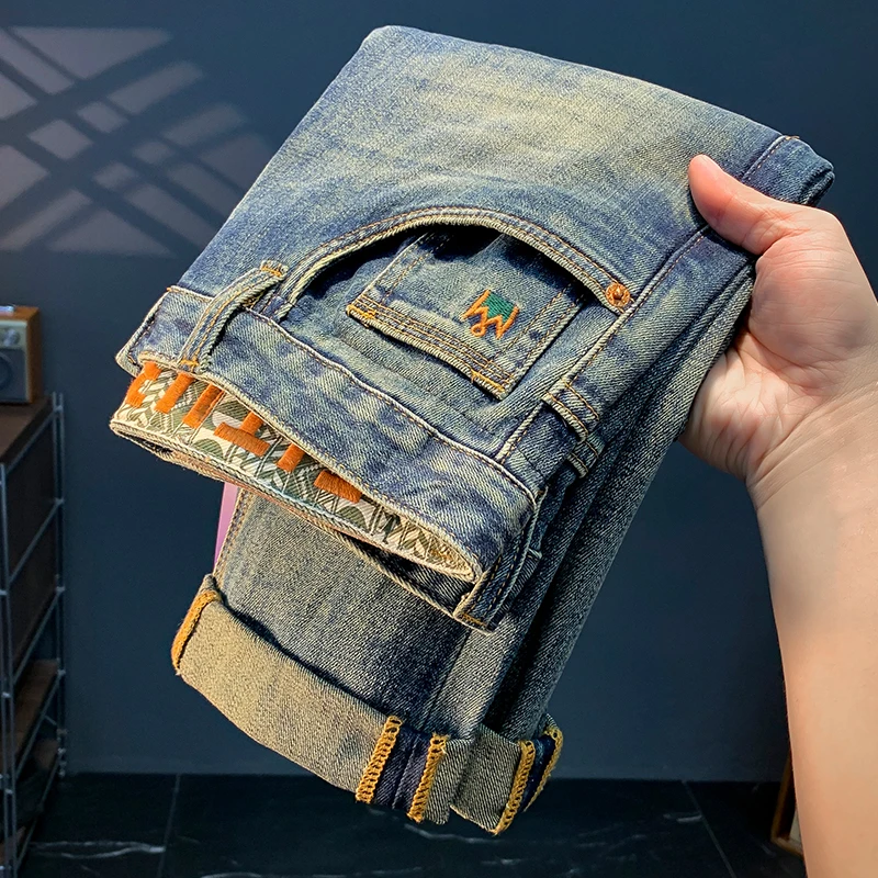 DeweLvum匠心制作！一眼就爱上!新款刺绣休闲宽松透气直筒牛仔裤男