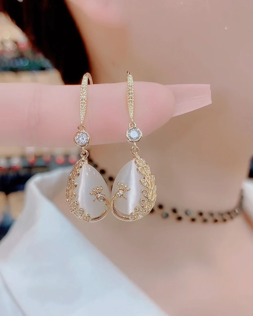 铜合金合成锆石耳饰 78963时尚复古气质古风精致耳环优雅耳环