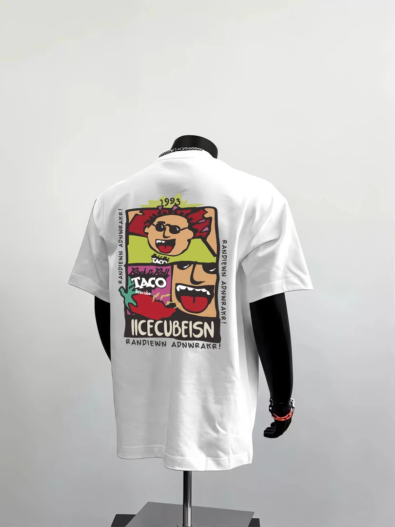 260g！重磅纯棉美式街头潮牌手绘涂鸦印花ins风夏季男女款短袖T恤