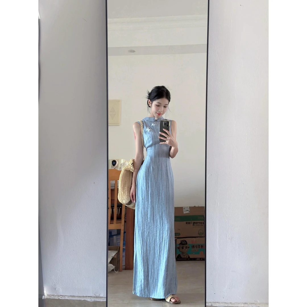 新中式无袖改良旗袍连衣裙女夏季新款高级感气质中国风长裙子ins