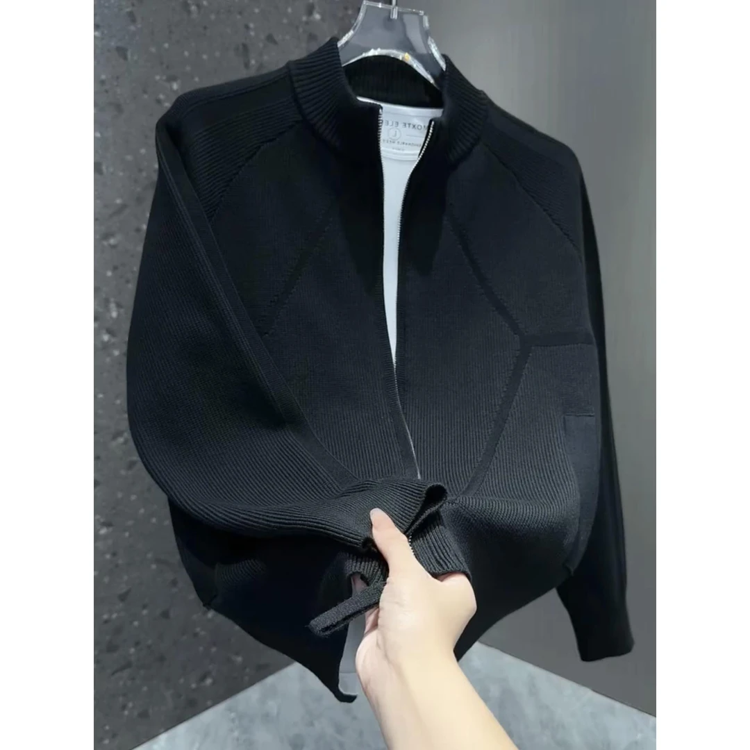 灏吉弧针织开衫毛衣男士秋冬2025新款潮流帅气百搭休闲宽松外套男