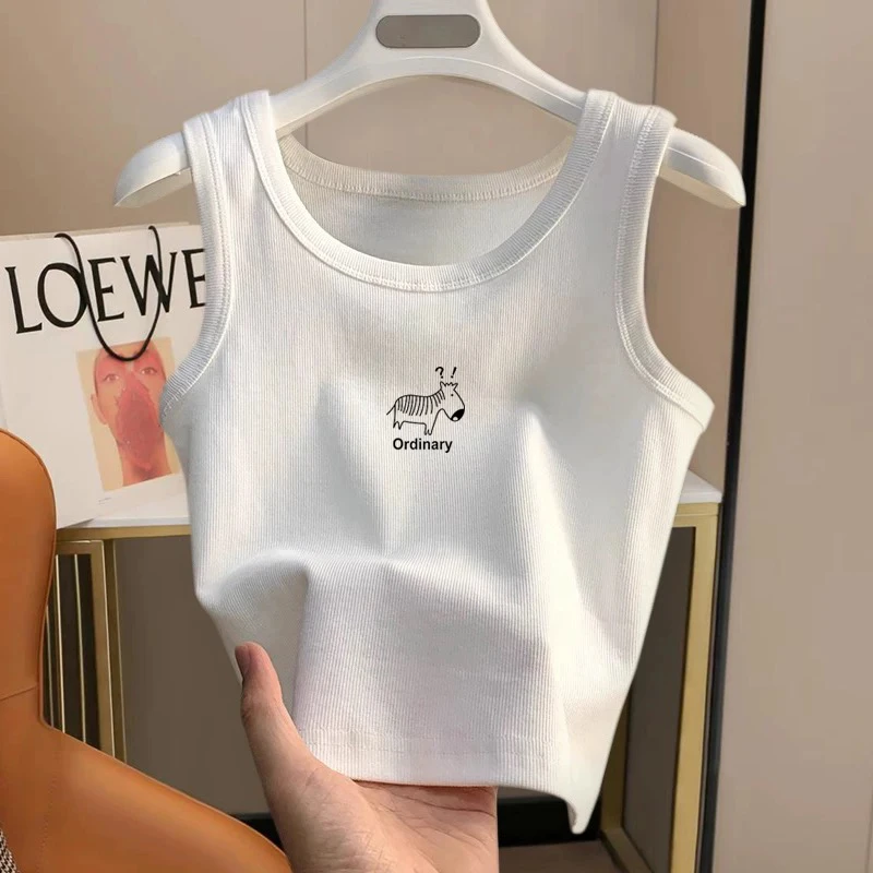 2025新款夏季纯棉吊带背心女韩版运动短款修身外穿显瘦无袖上衣潮