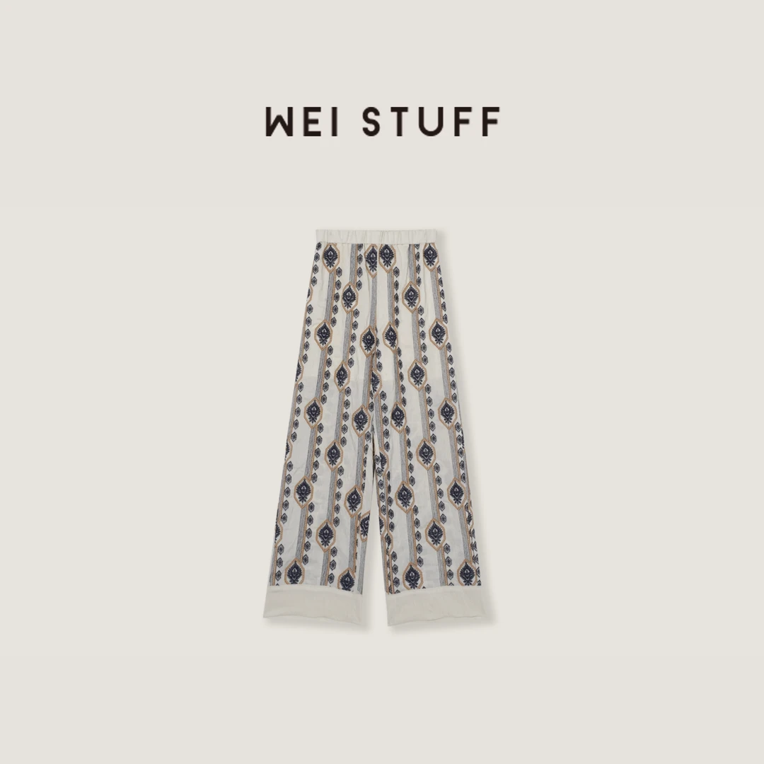 WEI STUFF  “法式松弛” 时尚高腰百搭重工刺绣直筒休闲裤 9718. S