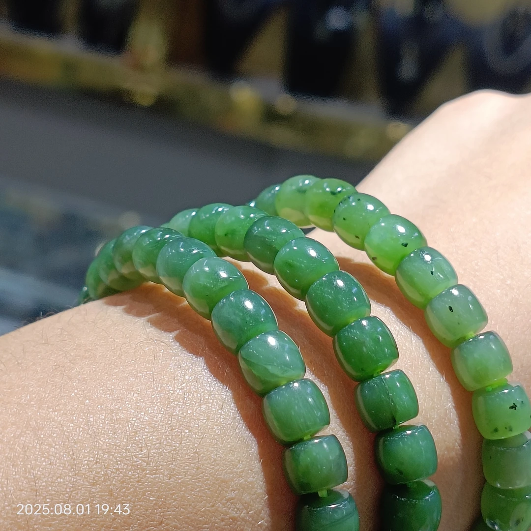 非金属仿珍珠手链 直切手串约9mm至10mm复古绿色قاشتېشى قوللۇق