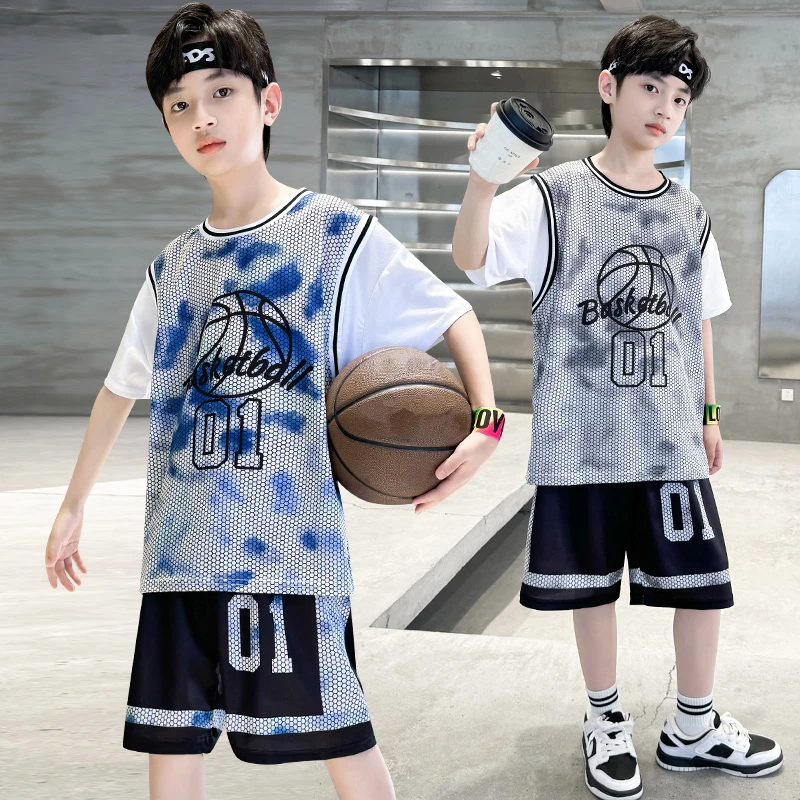 儿童篮球服套装男童速干训练服球衣大童青少年专业运动短袖秋冬季