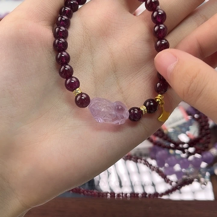 水晶未镶嵌手链紫牙乌石榴石