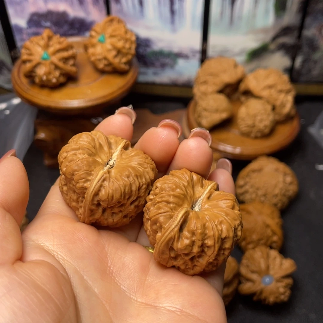 把件文玩核桃35平谷凹底