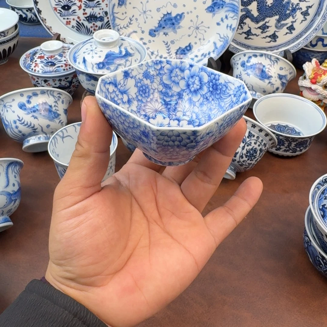 摆件陶万花八方杯