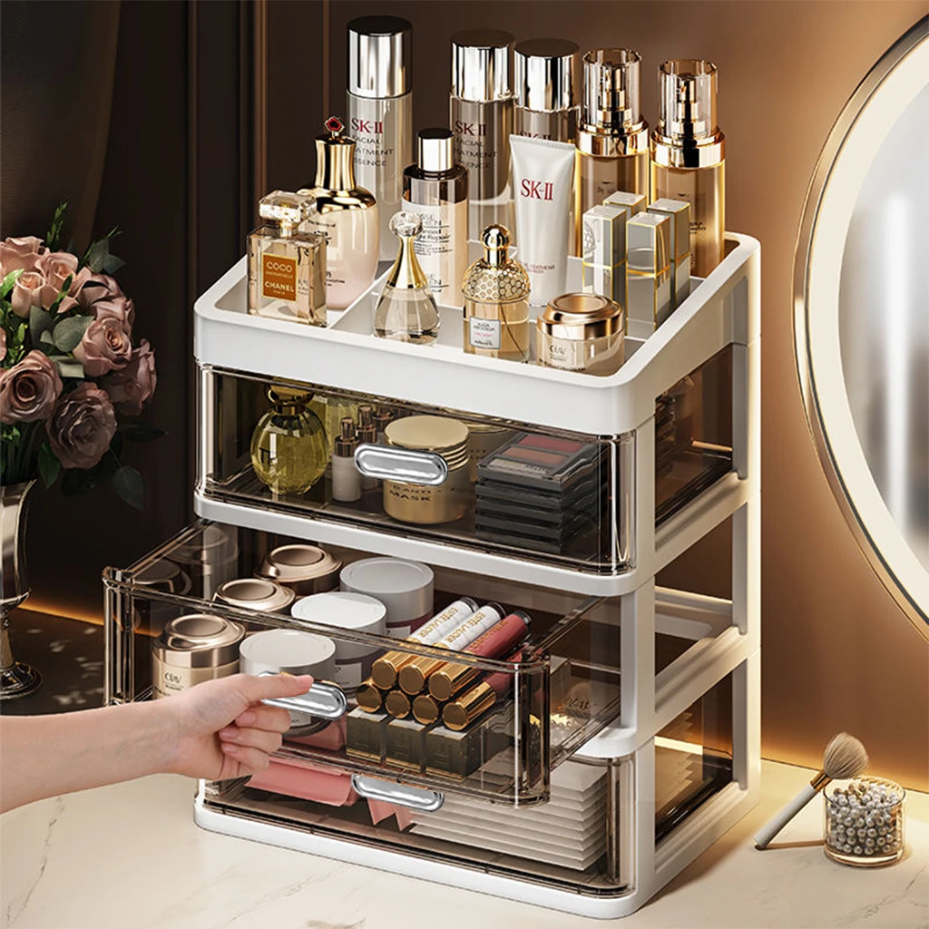 桌面化妆品收纳盒宿舍收纳架抽屉式收纳架盒化妆收纳盒化妆置物架