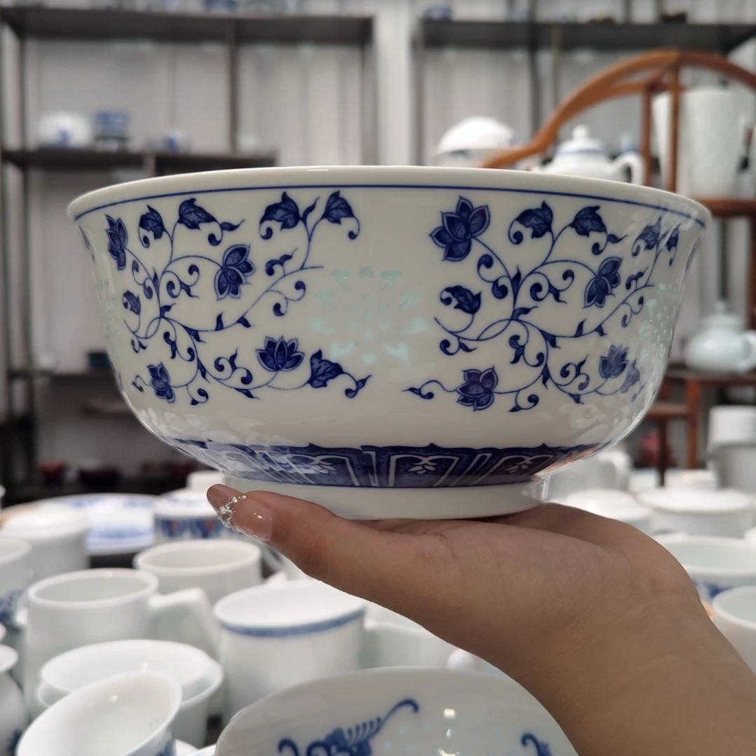 瓷万寿莲8.5寸汤碗一个