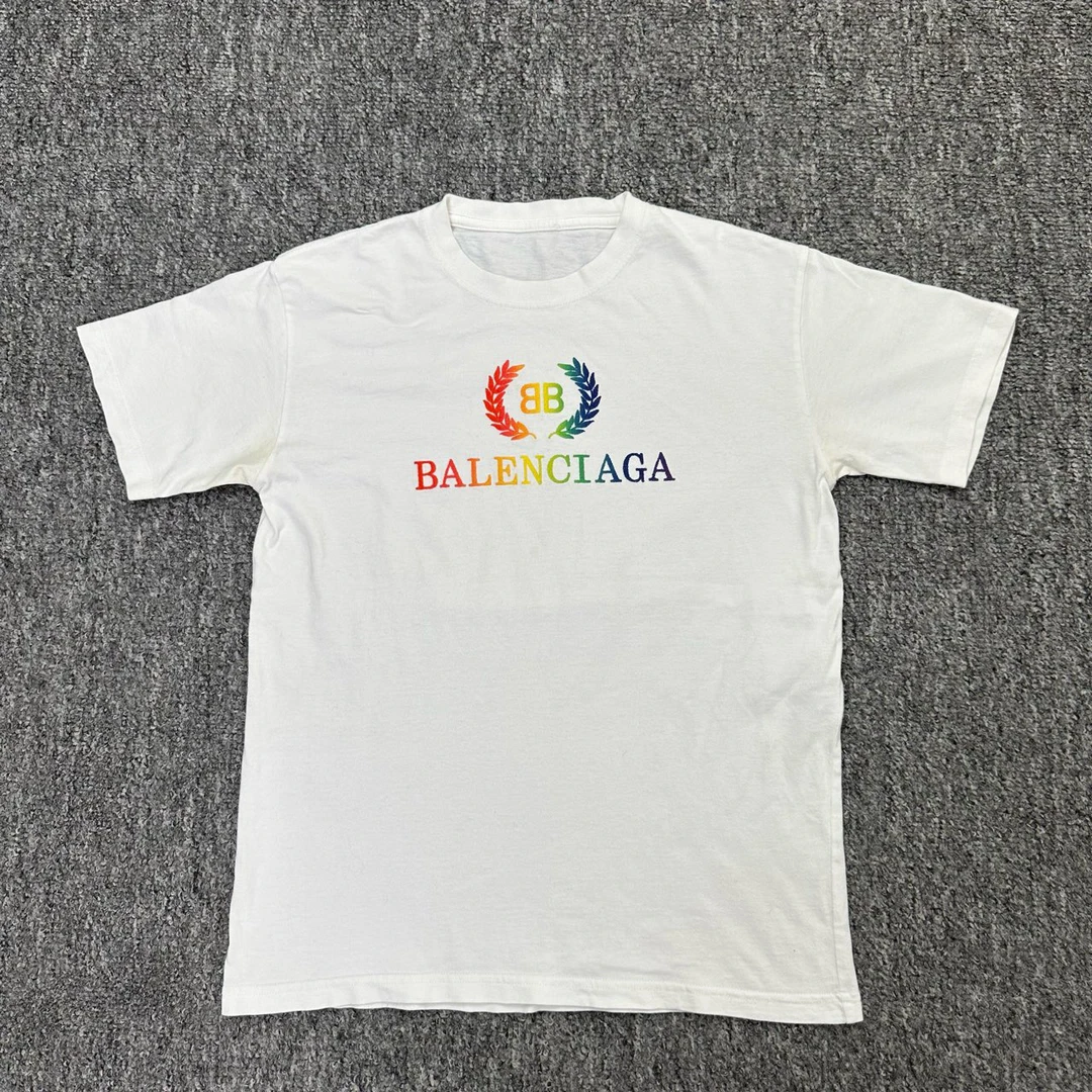 95新 Balenciaga/巴黎世家 Balenciaga彩虹渐变麦穗短袖M码/11545