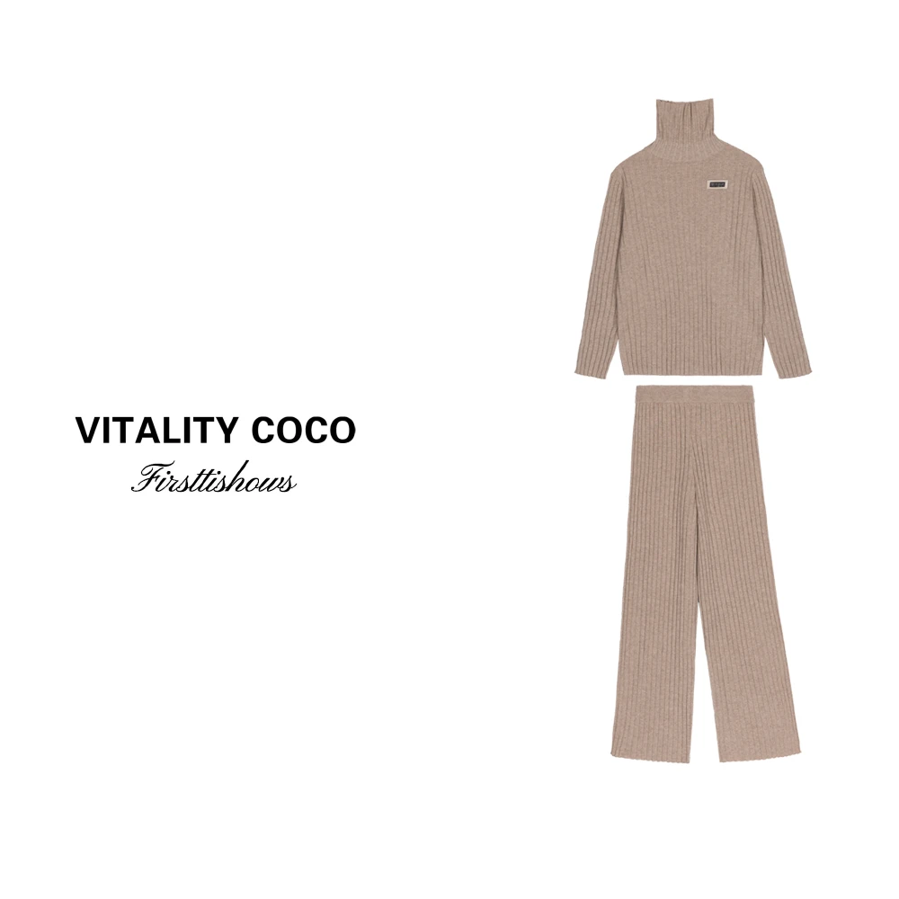 「VITALITY COCO」新款时尚轻奢羊绒毛衣针织套装两件套1585