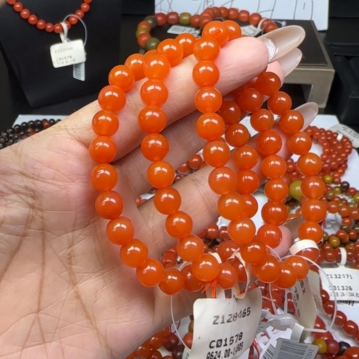 南红玛瑙未镶嵌手链保山冰红7mm