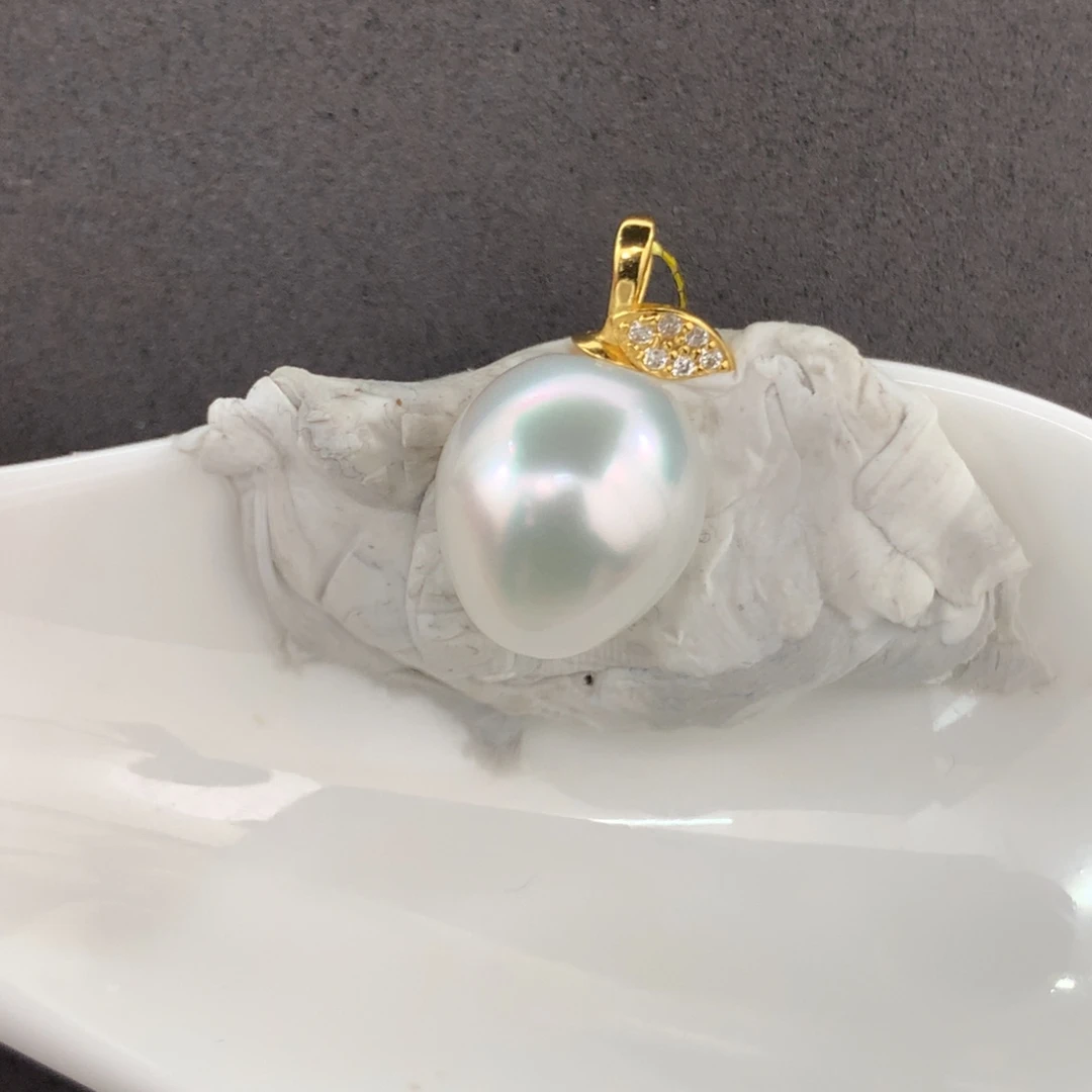 定制海水珍珠吊坠(不含链)银S925镶嵌澳白11-12