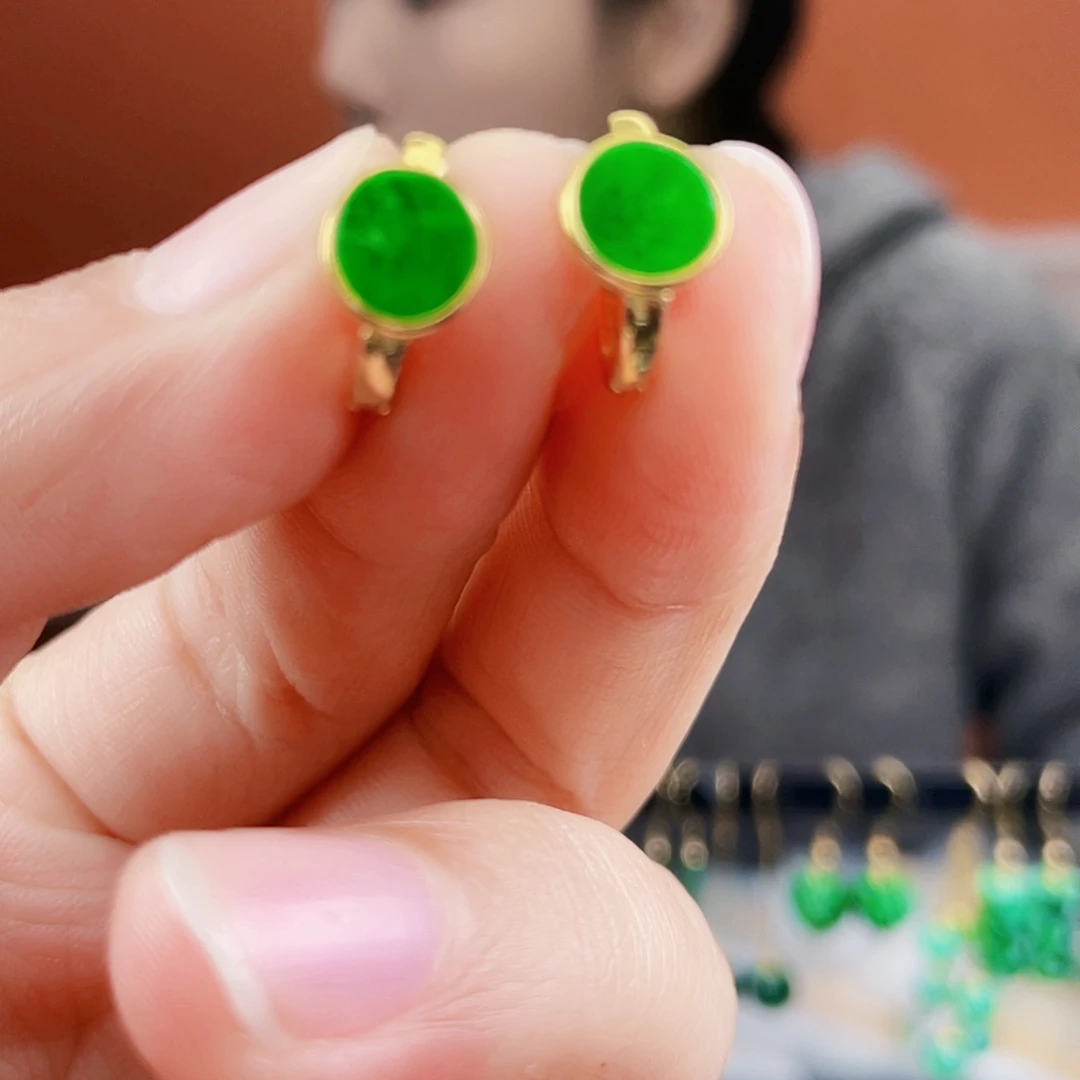 翡翠银S925镶嵌耳饰
