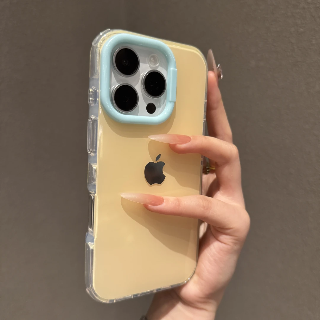 时尚撞色果冻适用苹果16promax手机壳简约iPhone15小众14高级13女