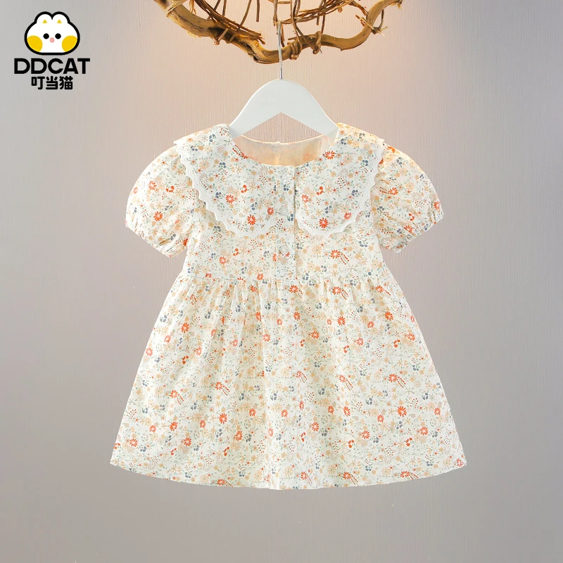 叮当猫女童连衣裙夏装童装儿童宝宝裙子碎花夏季薄款小童公主裙