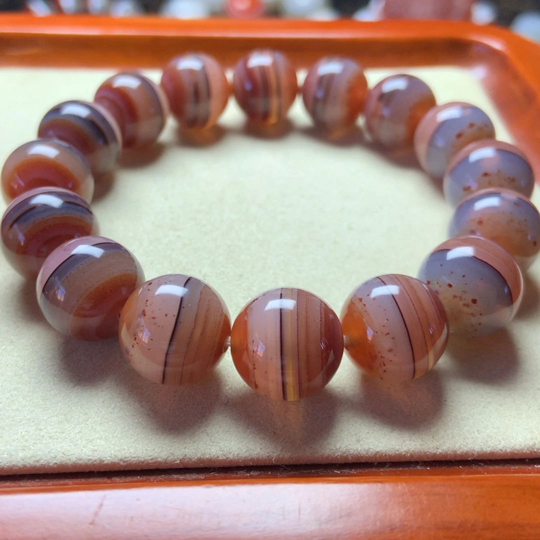 未镶嵌手串玛瑙/玉髓满粉沙闪线