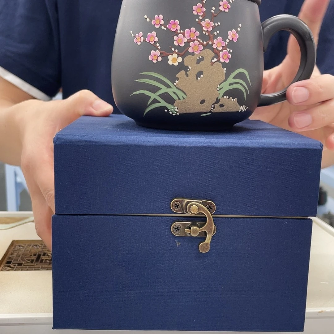 茶杯紫砂太湖石梅花幻彩