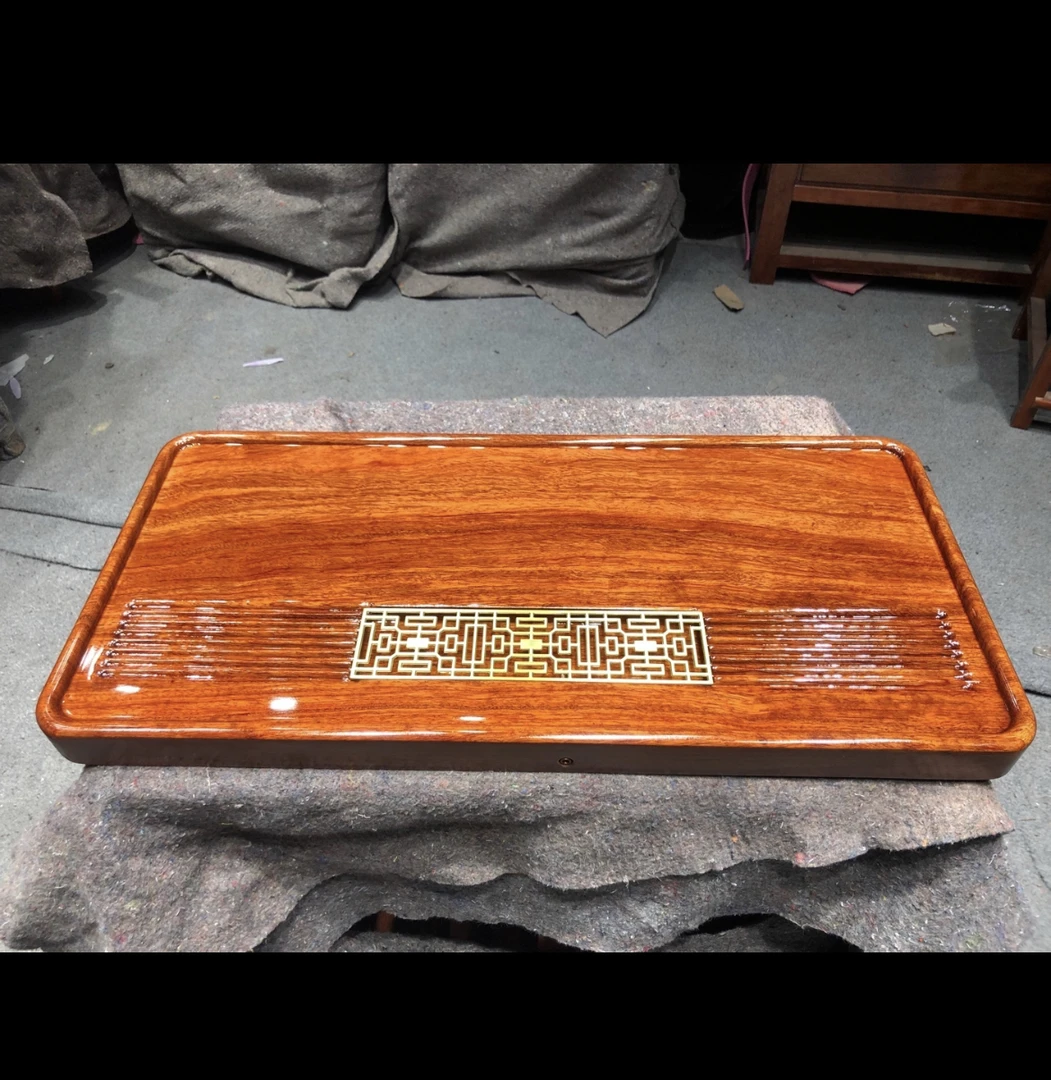 巴花 无雕刻 实木茶盘 77*37*4.5 0428003