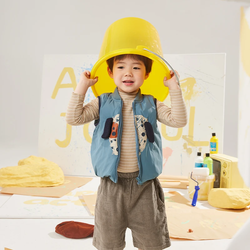 小狗印花罗纹袖口马甲#34182151幼童宝宝外穿保暖秋冬冬季