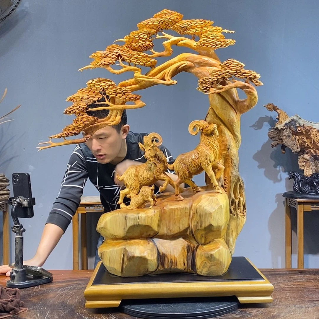 柏木木雕工艺品摆件