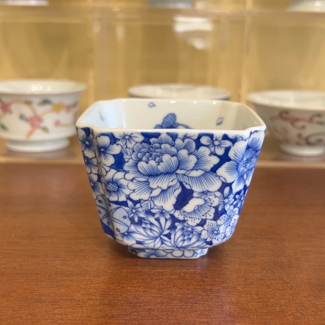 小***.柴窑手绘万花四方杯