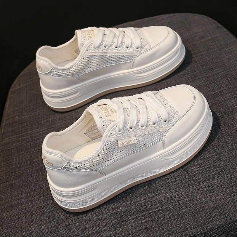 网鞋女透气网面2025新款夏季单网薄款小白鞋真皮显脚小板鞋女34码