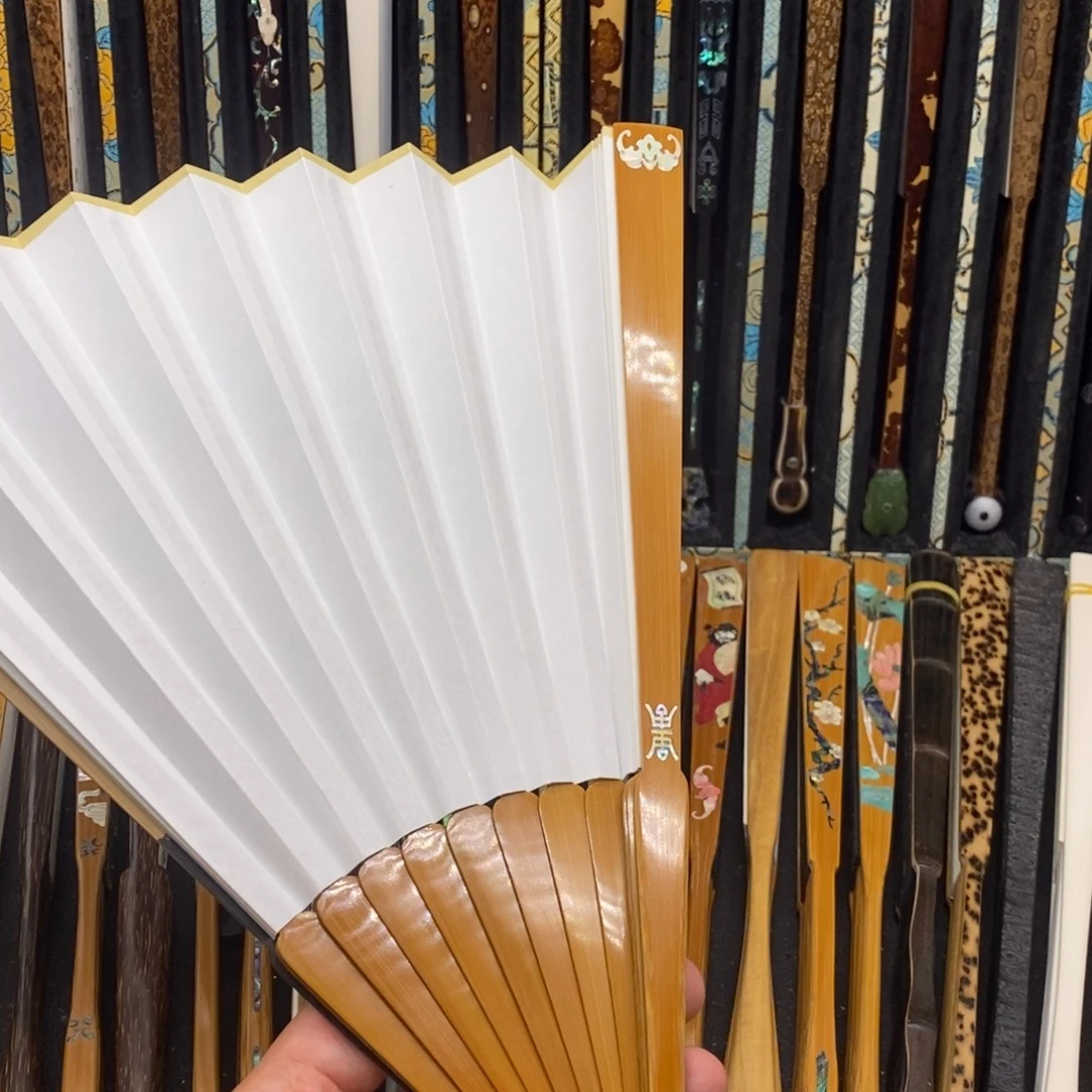 扇子《福寿》老玉竹倒开肩三合青