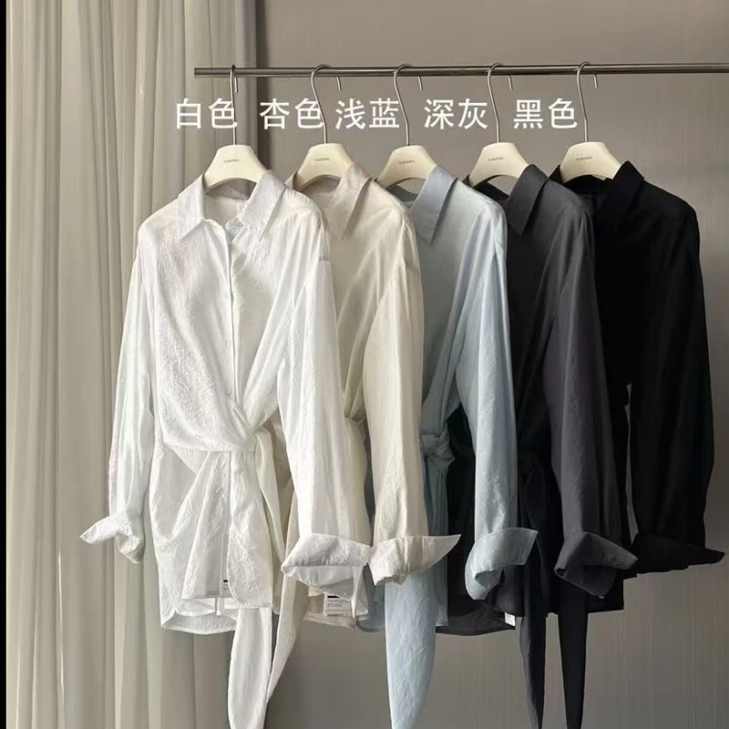 泡面卷儿法式设计交叉收腰显瘦衬衫JR60986922