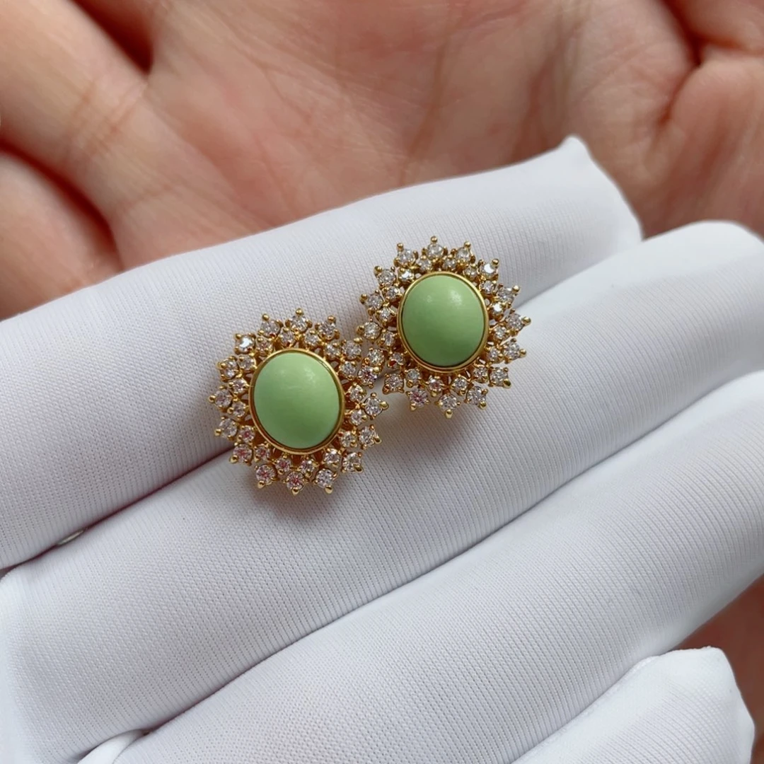 18K金镶嵌绿松石珠宝奇石